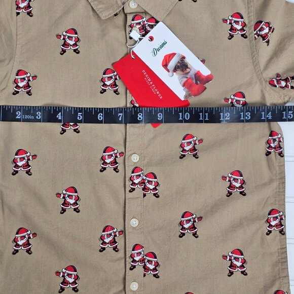 Denim & Flower Santa Dabbing Brown Short Sleeve Button Down Boys Size 6/7 NWT - Picture 9 of 10